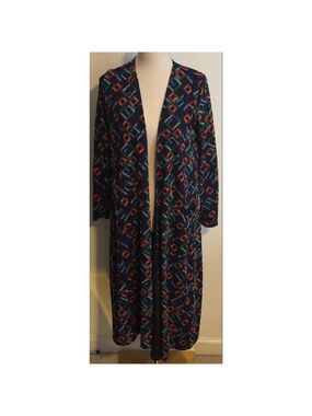 Women's LuLaRoe Navy Orange Patterned Cardigan XS
